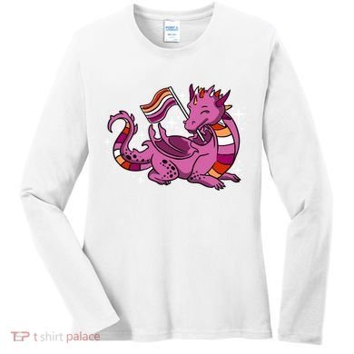 Lesbian Dragon Orange Pink Lesbian Pride Cute Gift Women's Long Sleeve Shirt