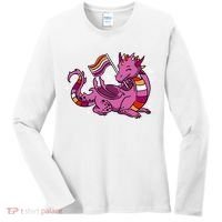 Lesbian Dragon Orange Pink Lesbian Pride Cute Gift Women's Long Sleeve Shirt thumb 0