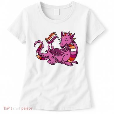Lesbian Dragon Orange Pink Lesbian Pride Cute Gift Women's T-Shirt