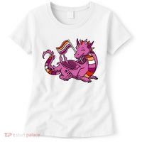 Lesbian Dragon Orange Pink Lesbian Pride Cute Gift Women's T-Shirt thumb 0
