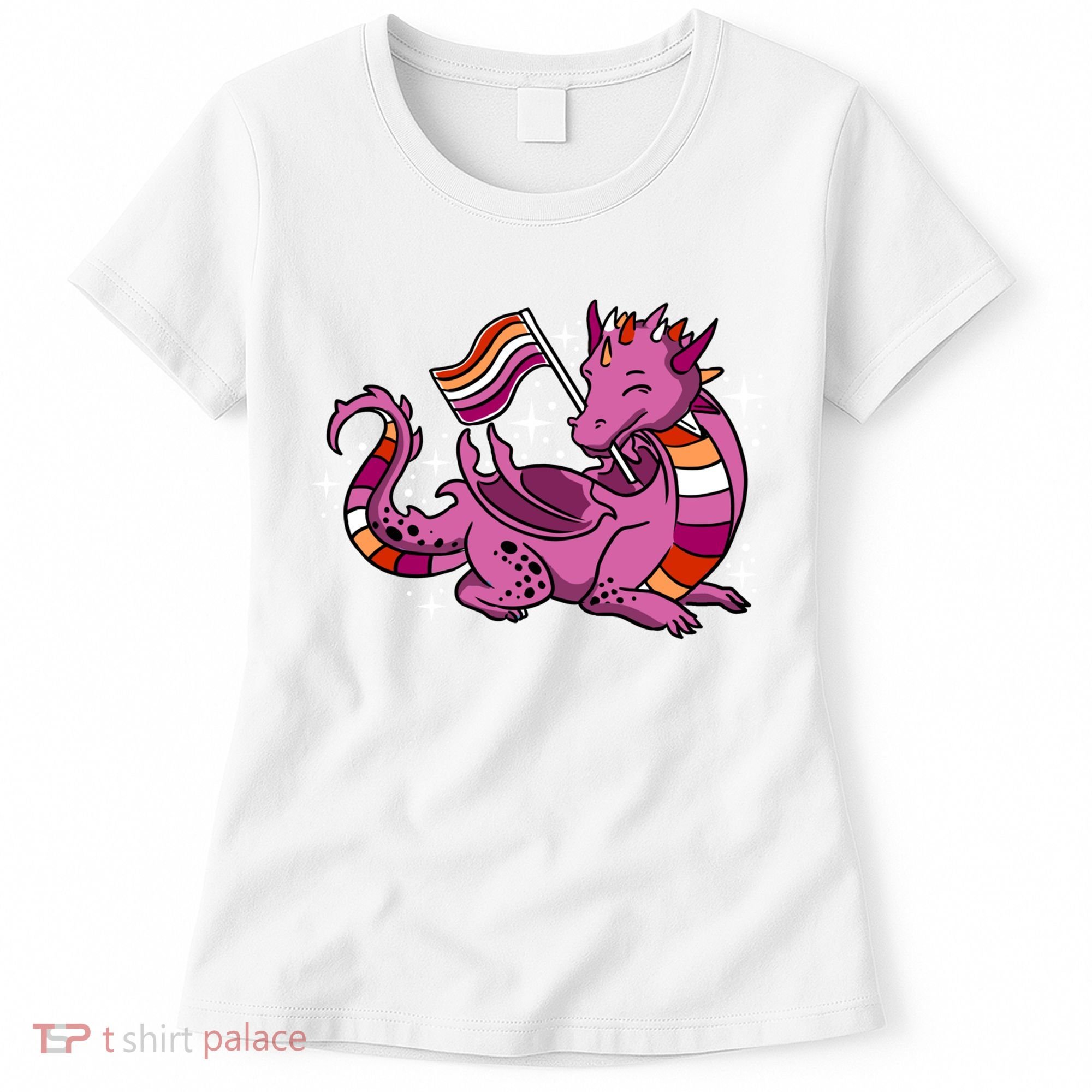 Lesbian Dragon Orange Pink Lesbian Pride Cute Gift Women's T-Shirt