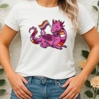 Lesbian Dragon Orange Pink Lesbian Pride Cute Gift Women's T-Shirt thumb 2