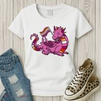 Lesbian Dragon Orange Pink Lesbian Pride Cute Gift Women's T-Shirt thumb 3