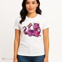 Lesbian Dragon Orange Pink Lesbian Pride Cute Gift Women's T-Shirt thumb 4