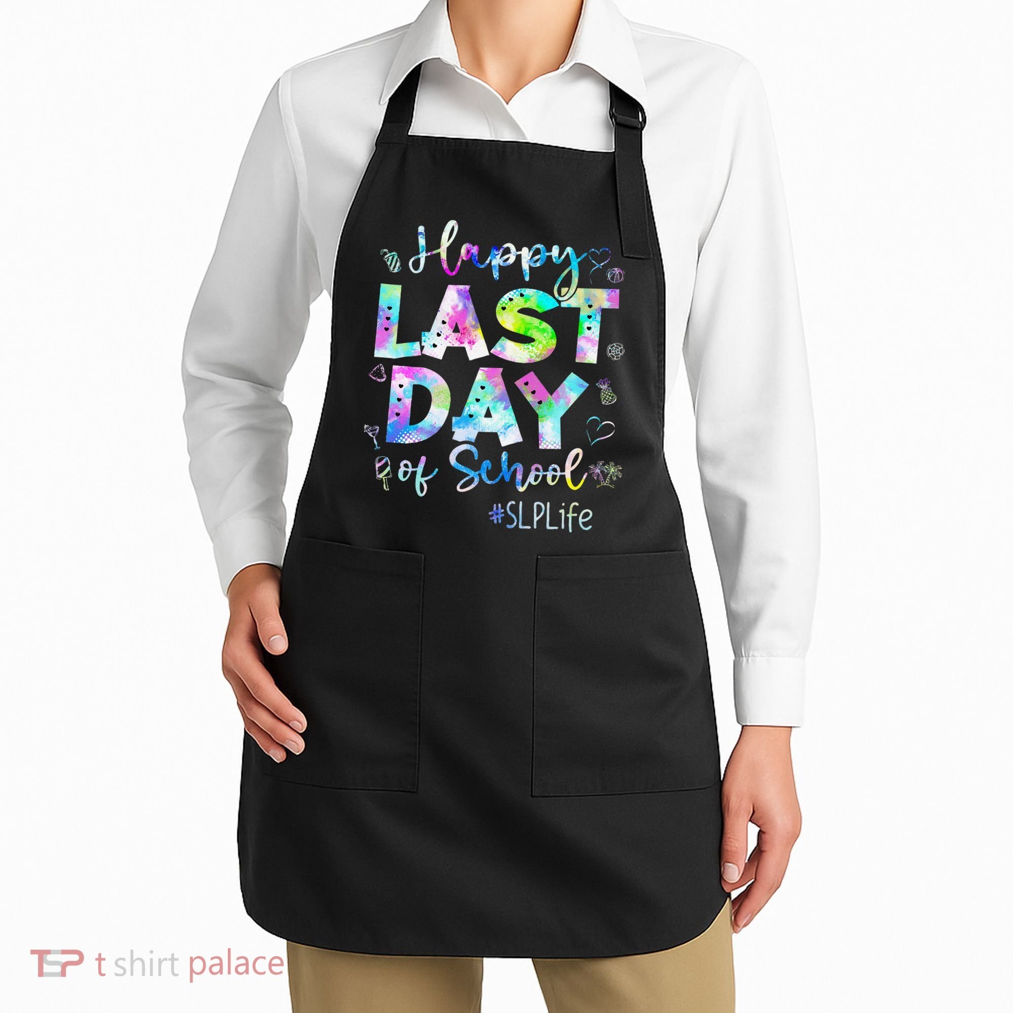 Last Day Of School SLP Life Summer Vacation Beach Apron
