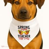 Last Day Of School Spring Break Teacher Off Duty USA-Made Doggie Bandana thumb 1