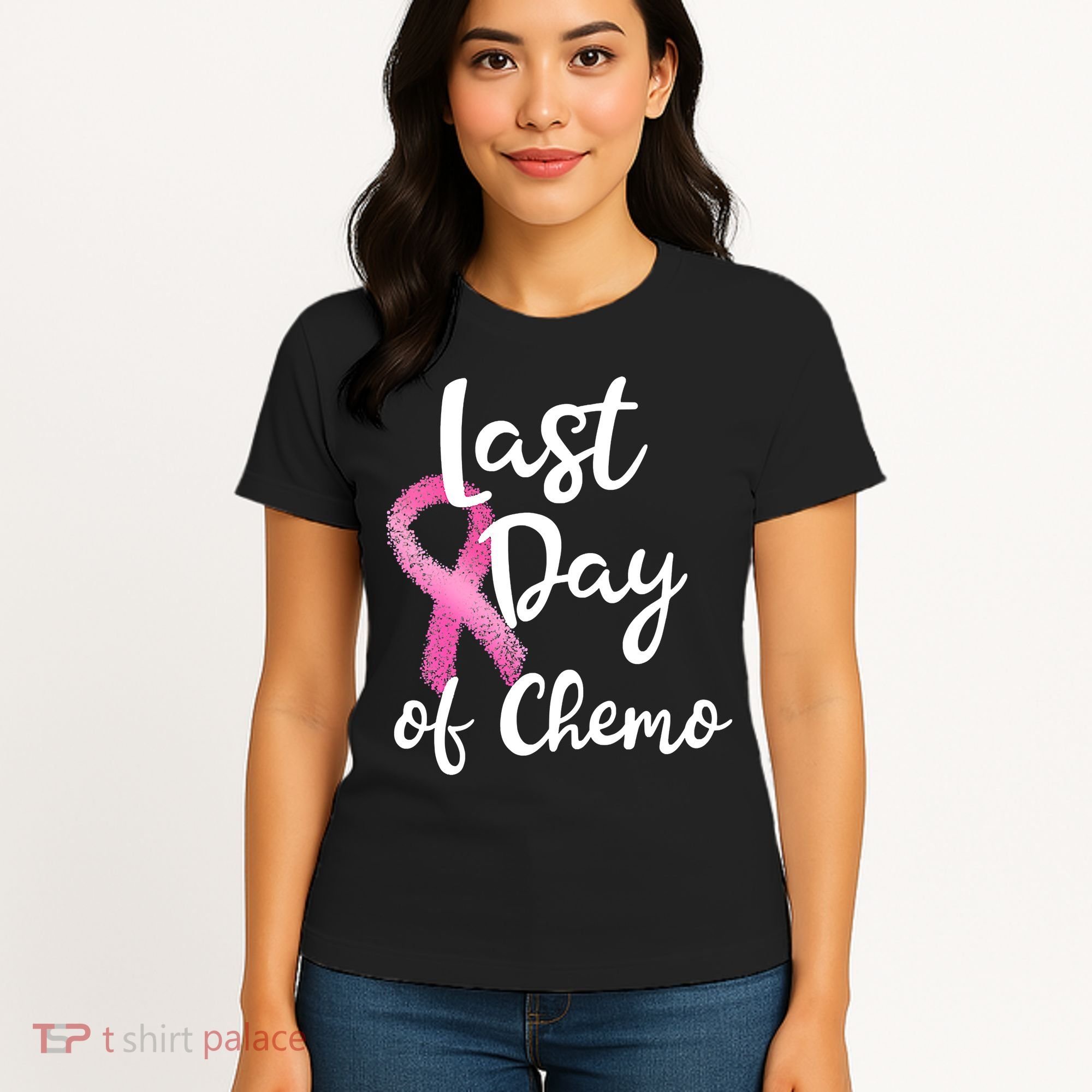 Last Day Of Chemo Pink Funny Breast Cancer Survivor Women's T-Shirt