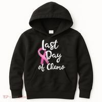 Last Day Of Chemo Pink Funny Breast Cancer Survivor Kids Hoodie thumb 0