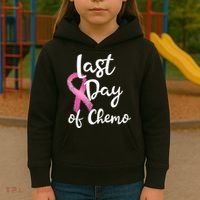 Last Day Of Chemo Pink Funny Breast Cancer Survivor Kids Hoodie thumb 3