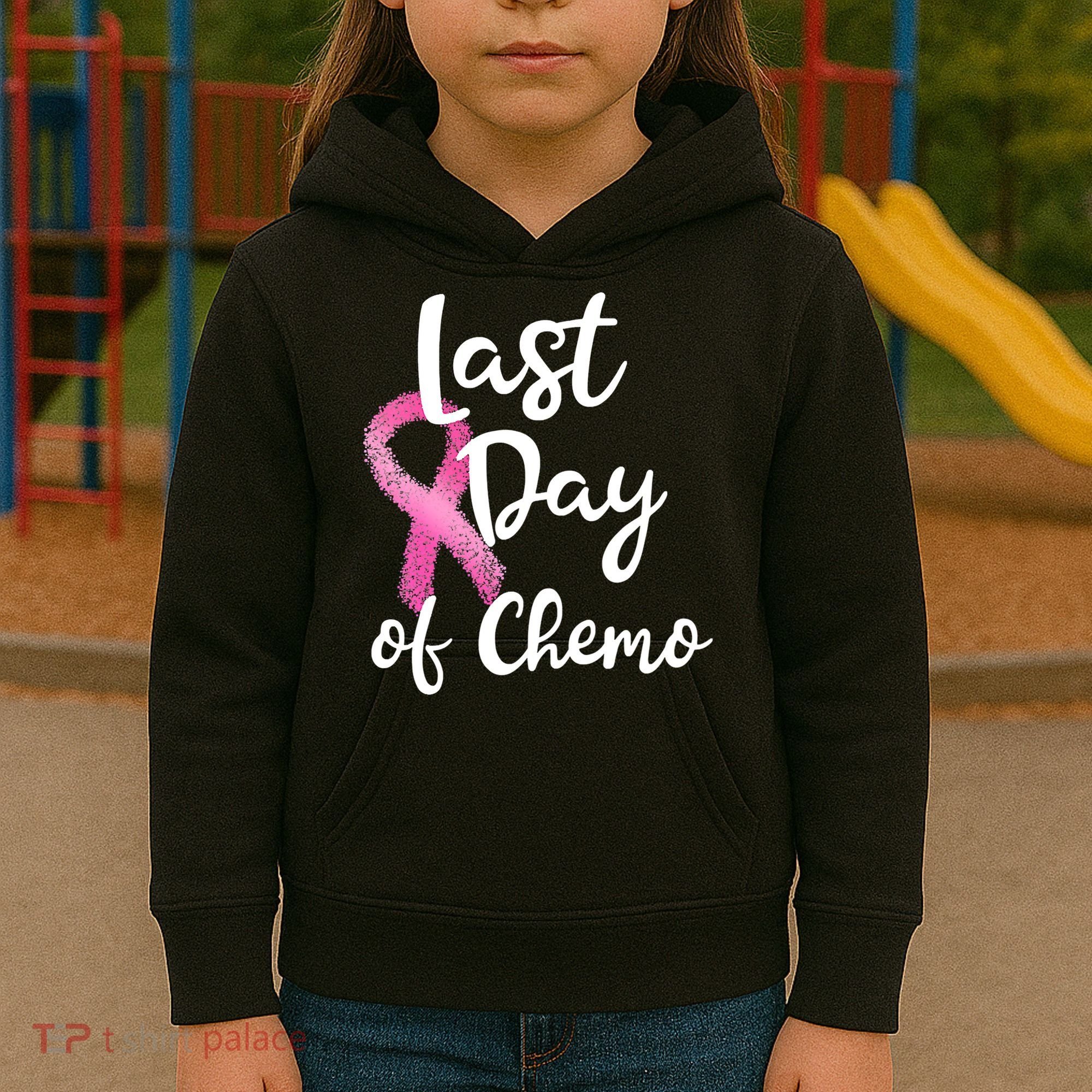 Last Day Of Chemo Pink Funny Breast Cancer Survivor Kids Hoodie