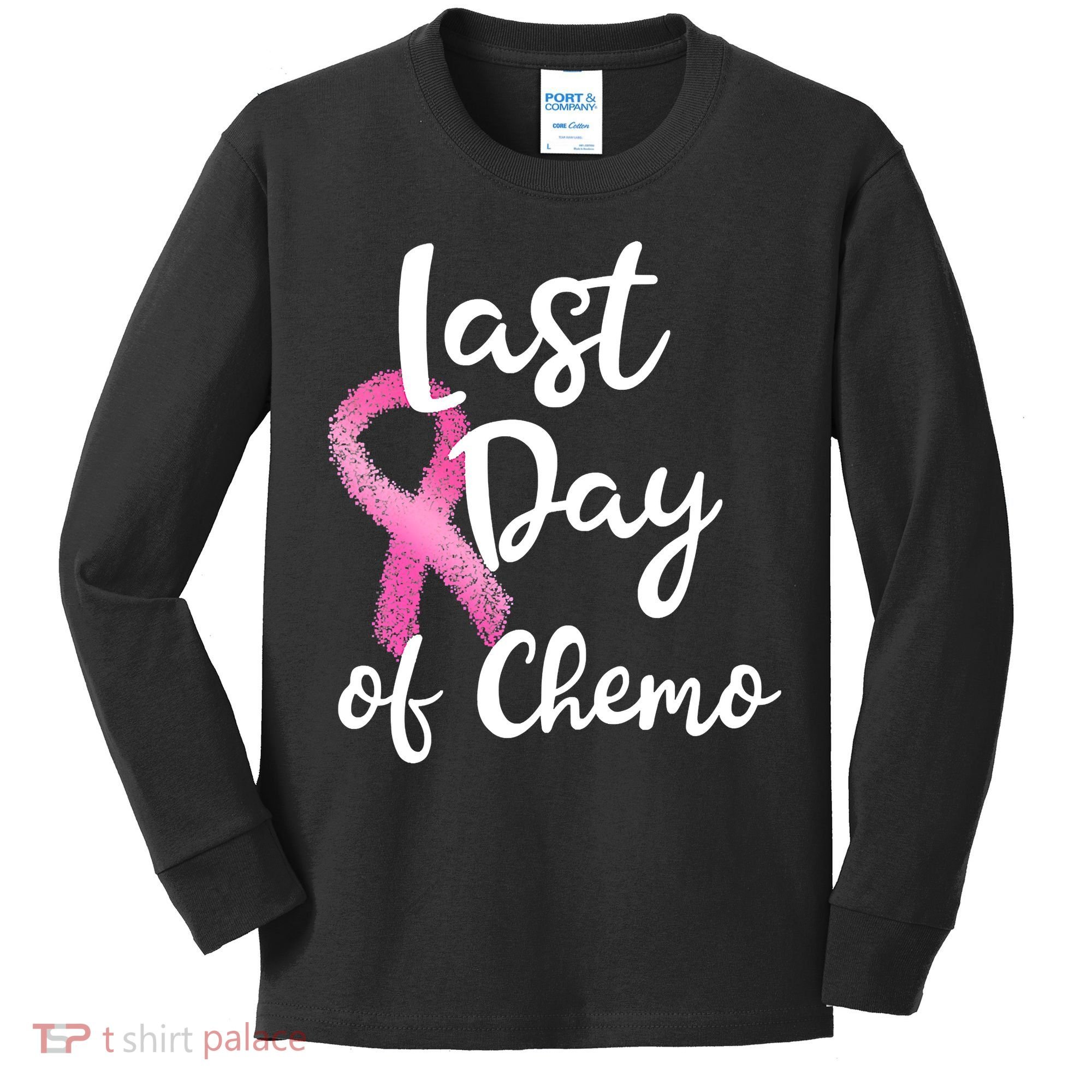 Last Day Of Chemo Pink Funny Breast Cancer Survivor Kids Long Sleeve Shirt