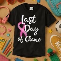 Last Day Of Chemo Pink Funny Breast Cancer Survivor Kids T-Shirt thumb 3