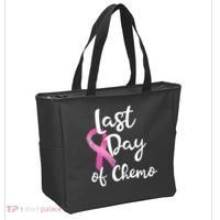 Last Day Of Chemo Pink Funny Breast Cancer Survivor Tote Bag thumb 2