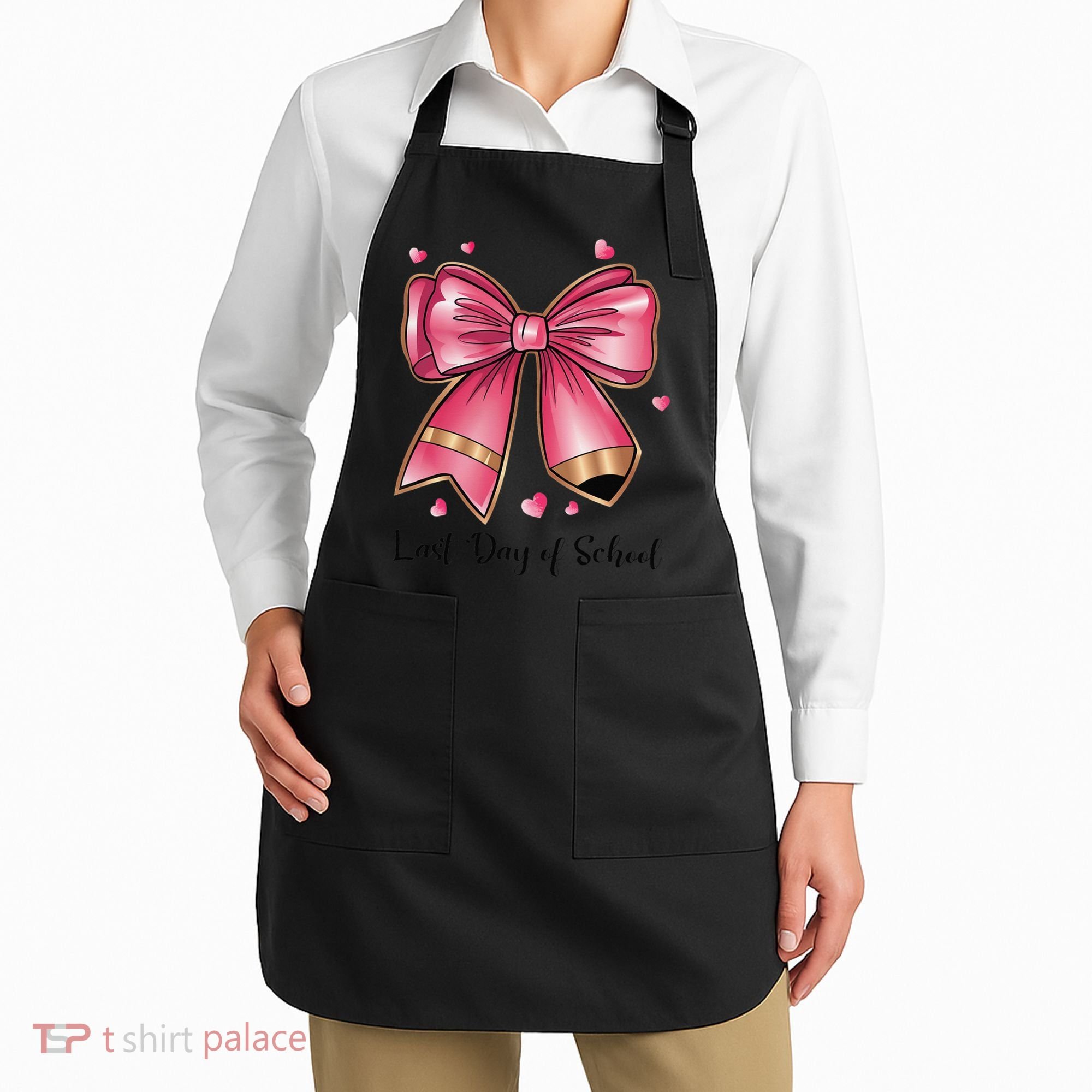 Last Day Of School Coquette Bow Teachers Graduatio Apron
