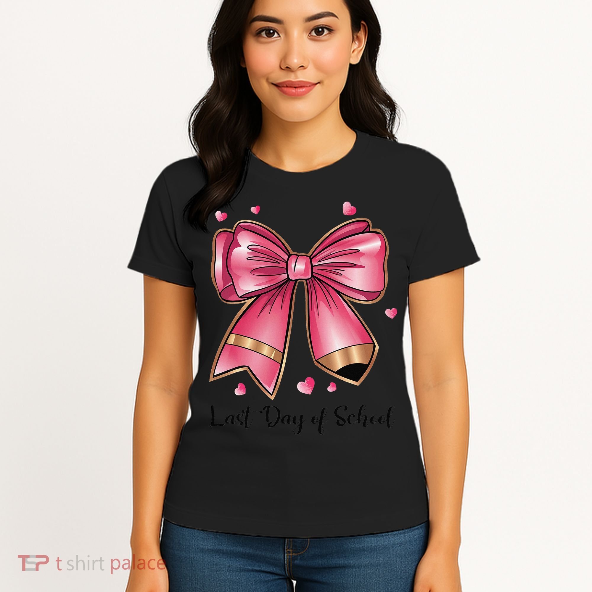 Last Day Of School Coquette Bow Teachers Graduatio Women's T-Shirt