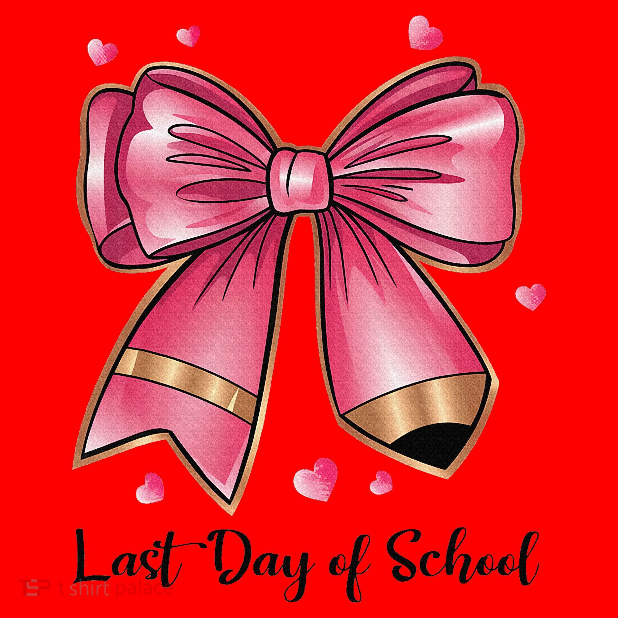 Last Day Of School Coquette Bow Teachers Graduatio Santa Hat