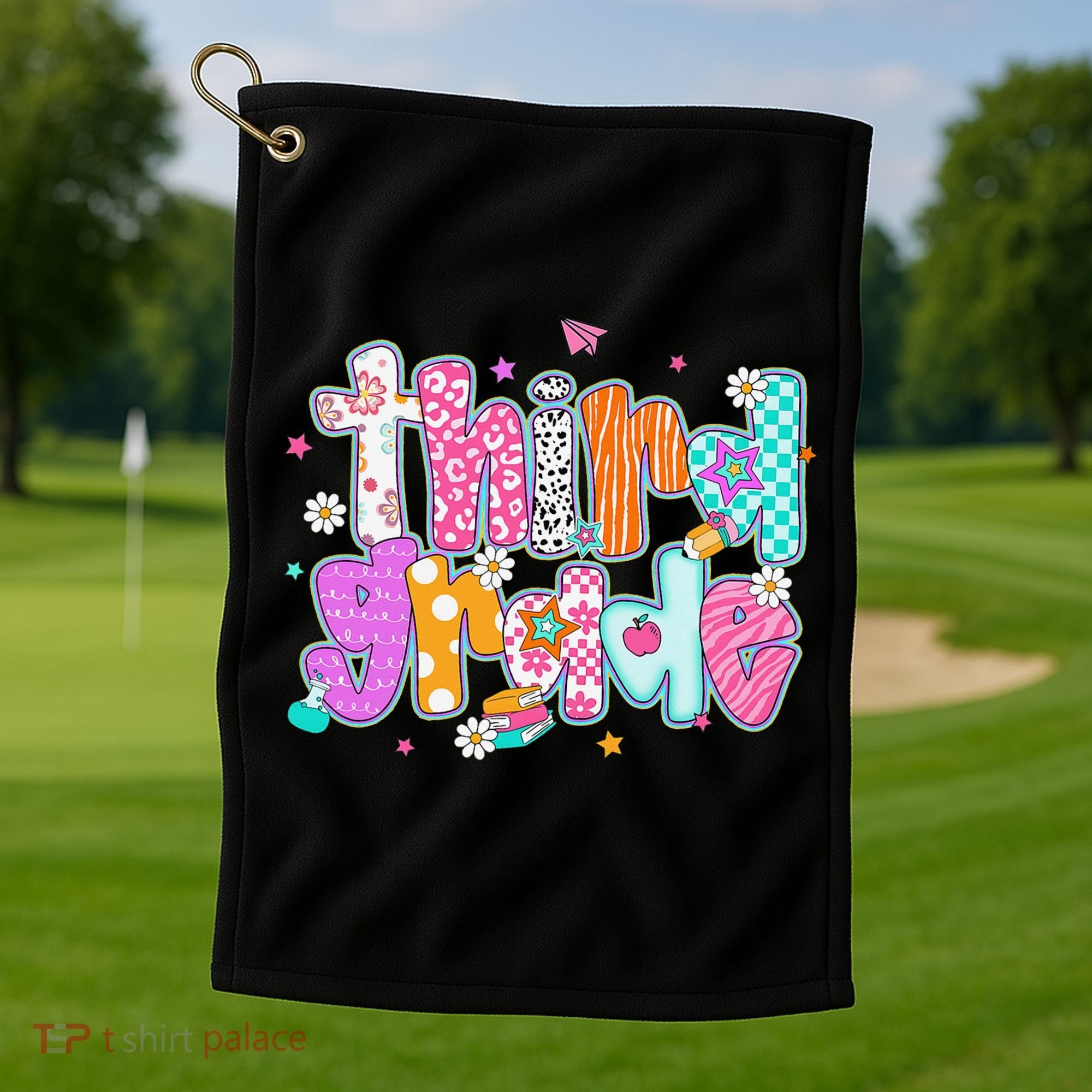 Last Day Of School 3rd Grade Graduation Teacher Student Golf Towel