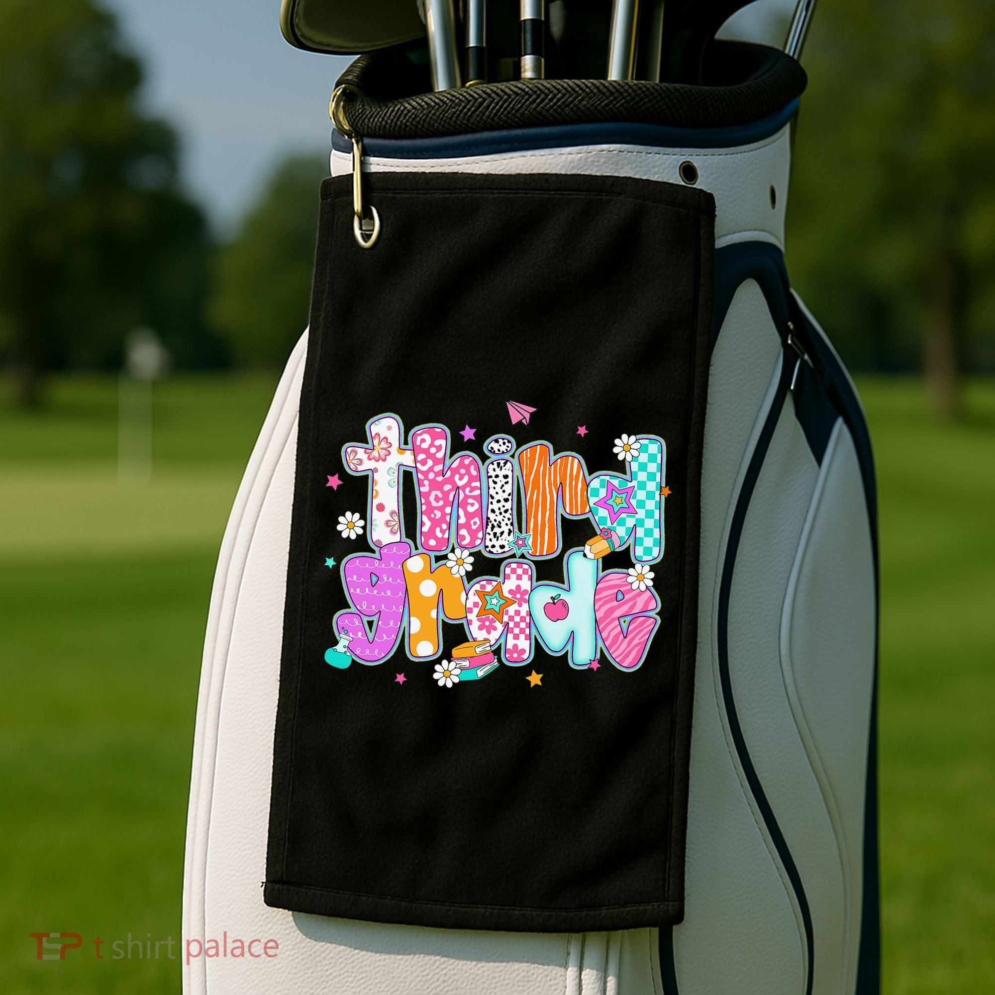 Last Day Of School 3rd Grade Graduation Teacher Student Golf Towel