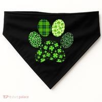 Lucky Dog Paw Irish Shamrocks Cute Dog Paw St Patrick's Day USA-Made Doggie Bandana thumb 0