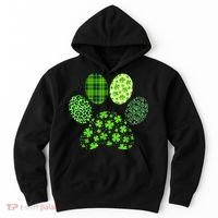 Lucky Dog Paw Irish Shamrocks Cute Dog Paw St Patrick's Day Hoodie thumb 0