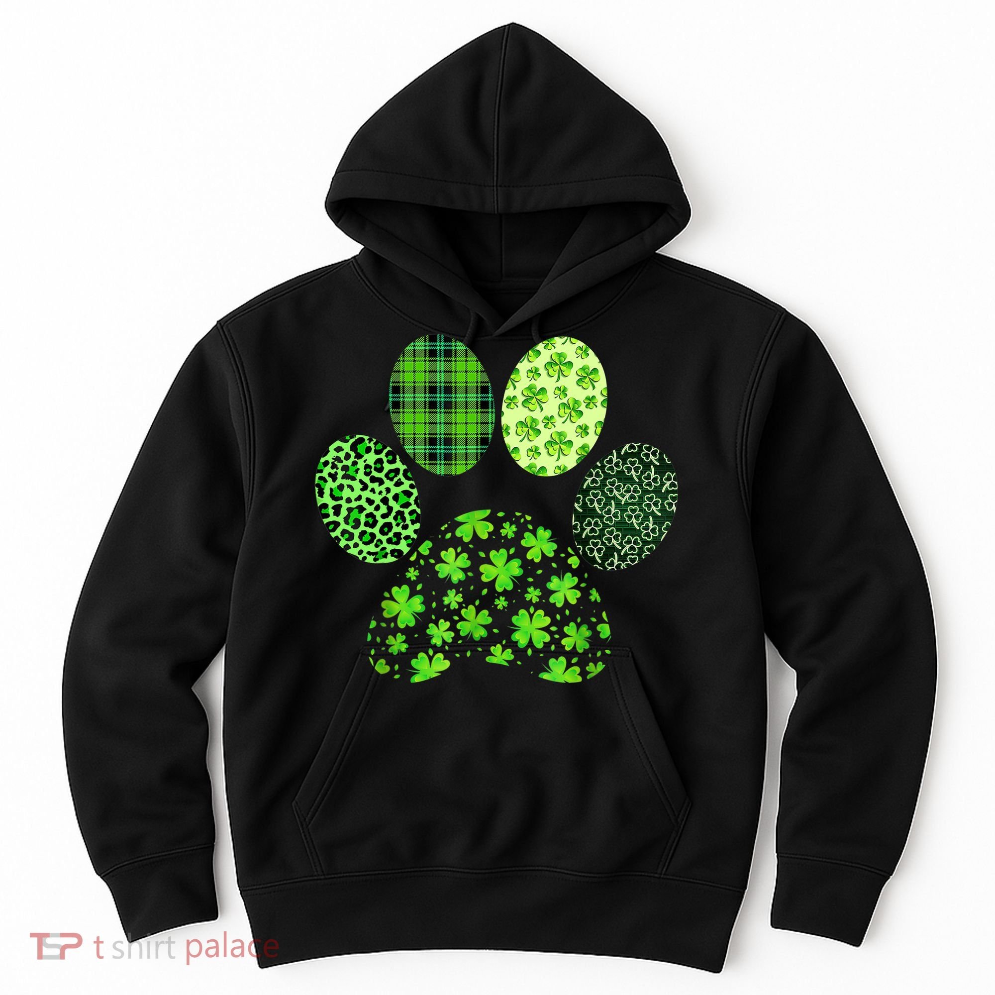Lucky Dog Paw Irish Shamrocks Cute Dog Paw St Patrick's Day Hoodie