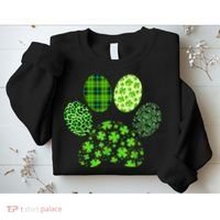 Lucky Dog Paw Irish Shamrocks Cute Dog Paw St Patrick's Day Sweatshirt thumb 2
