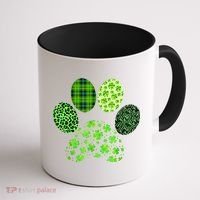 Lucky Dog Paw Irish Shamrocks Cute Dog Paw St Patrick's Day Coffee Mug thumb 1