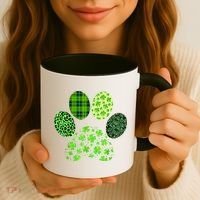 Lucky Dog Paw Irish Shamrocks Cute Dog Paw St Patrick's Day Coffee Mug thumb 3