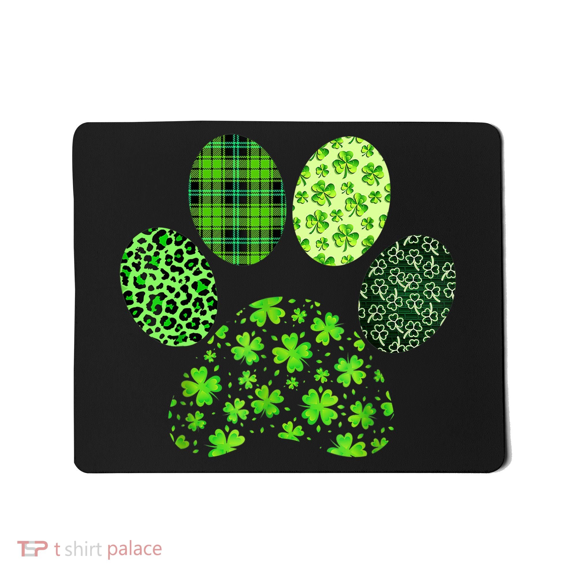 Lucky Dog Paw Irish Shamrocks Cute Dog Paw St Patrick's Day Mousepad