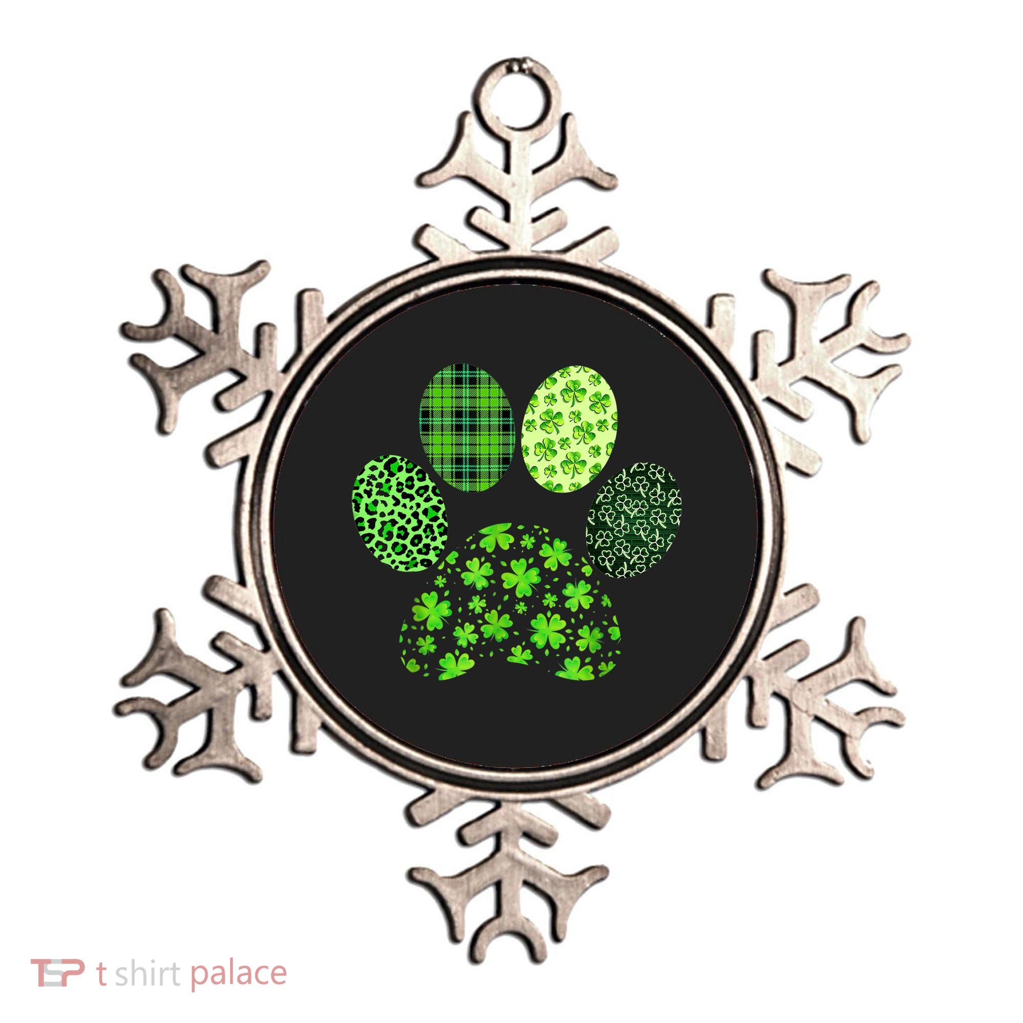 Lucky Dog Paw Irish Shamrocks Cute Dog Paw St Patrick's Day Ornament