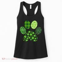 Lucky Dog Paw Irish Shamrocks Cute Dog Paw St Patrick's Day Women's Tank Top thumb 0
