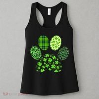 Lucky Dog Paw Irish Shamrocks Cute Dog Paw St Patrick's Day Women's Tank Top thumb 3
