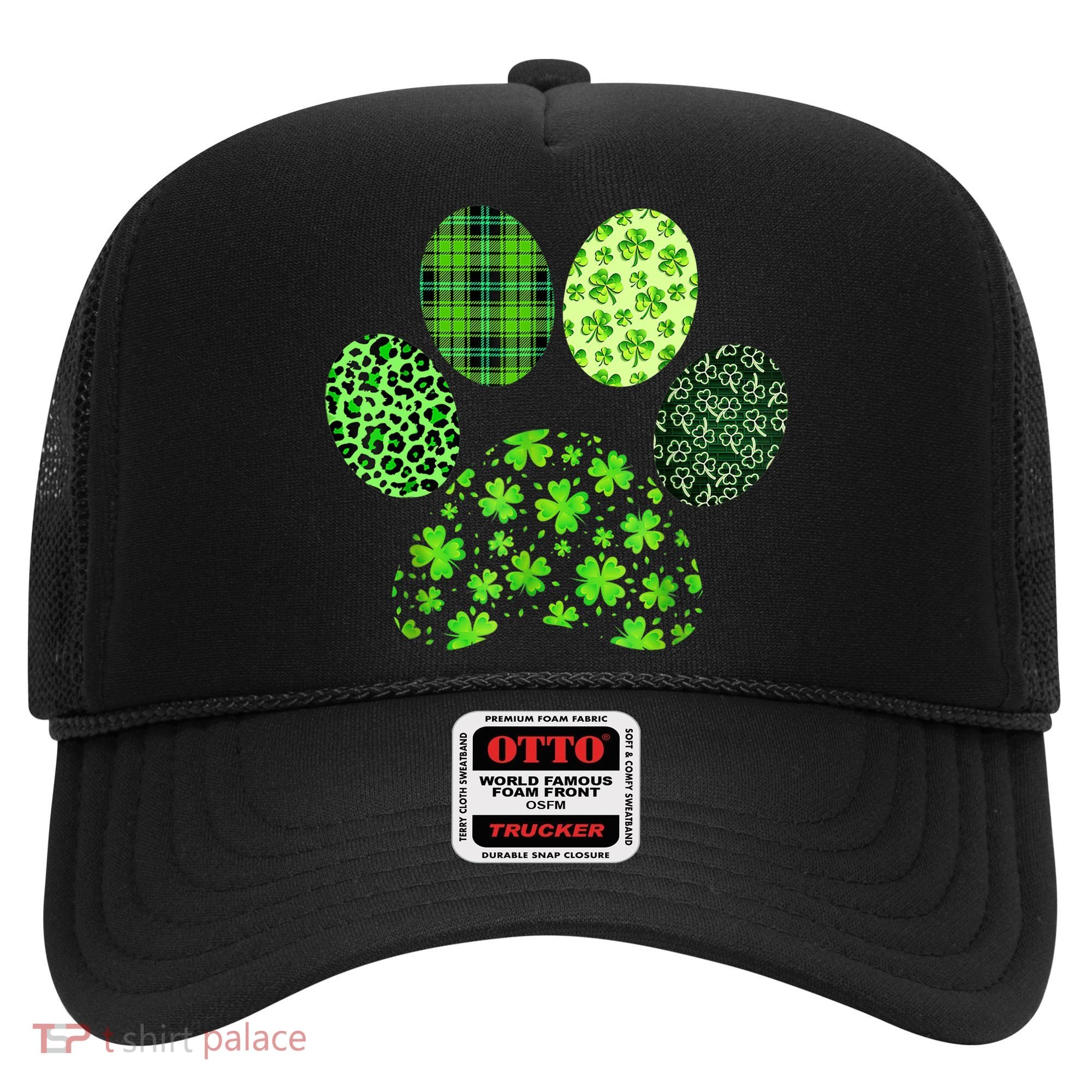 Lucky Dog Paw Irish Shamrocks Cute Dog Paw St Patrick's Day Hat