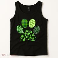 Lucky Dog Paw Irish Shamrocks Cute Dog Paw St Patrick's Day Tank Top thumb 2