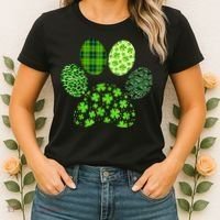 Lucky Dog Paw Irish Shamrocks Cute Dog Paw St Patrick's Day Women's T-Shirt thumb 2