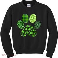 Lucky Dog Paw Irish Shamrocks Cute Dog Paw St Patrick's Day Kids Sweatshirt thumb 0