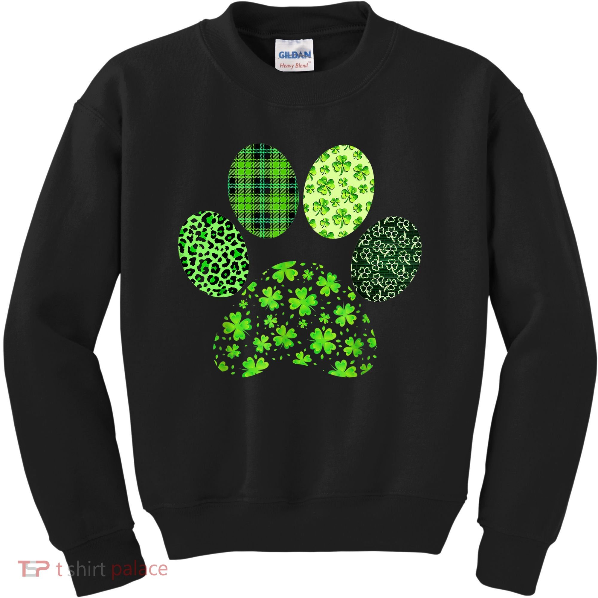 Lucky Dog Paw Irish Shamrocks Cute Dog Paw St Patrick's Day Kids Sweatshirt