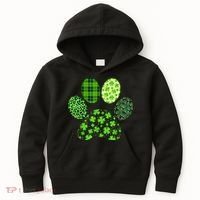 Lucky Dog Paw Irish Shamrocks Cute Dog Paw St Patrick's Day Kids Hoodie thumb 0