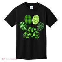 Lucky Dog Paw Irish Shamrocks Cute Dog Paw St Patrick's Day Kids T-Shirt thumb 0