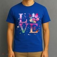 Love Dog Paw Print Colorful National Animal Shelter Week Gift T-Shirt thumb 3