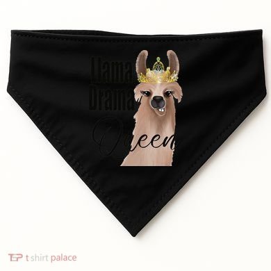 Llama Drama Queen Featuring An Adorable Llama With Crown_1 Gift USA-Made Doggie Bandana