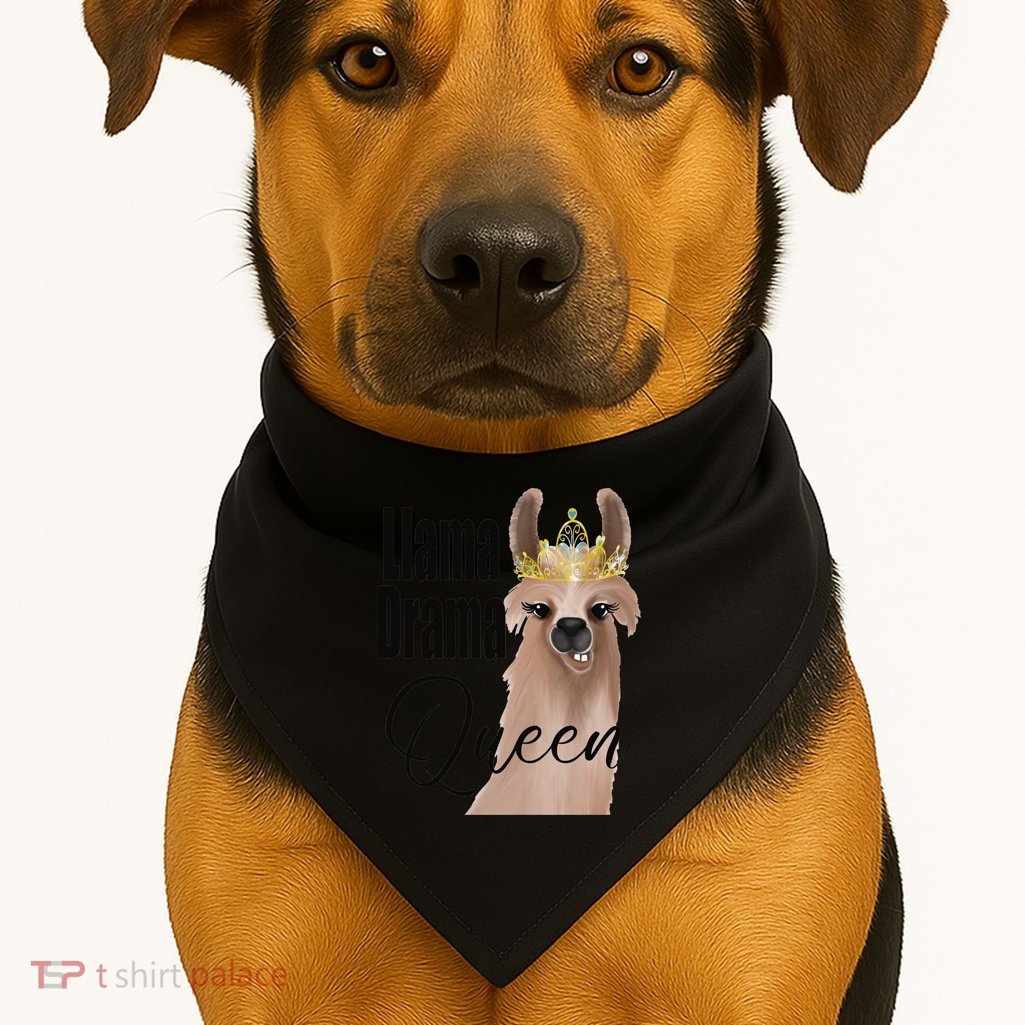 Llama Drama Queen Featuring An Adorable Llama With Crown_1 Gift USA-Made Doggie Bandana