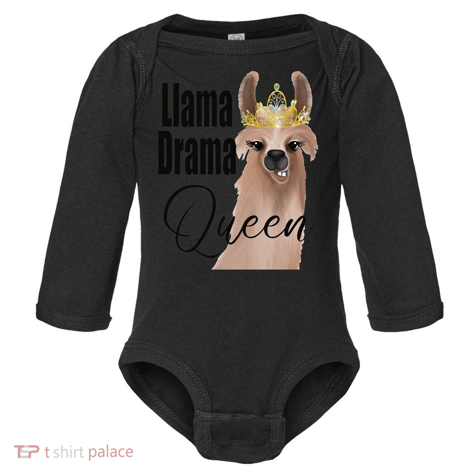 Llama Drama Queen Featuring An Adorable Llama With Crown_1 Gift Baby Long Sleeve Bodysuit
