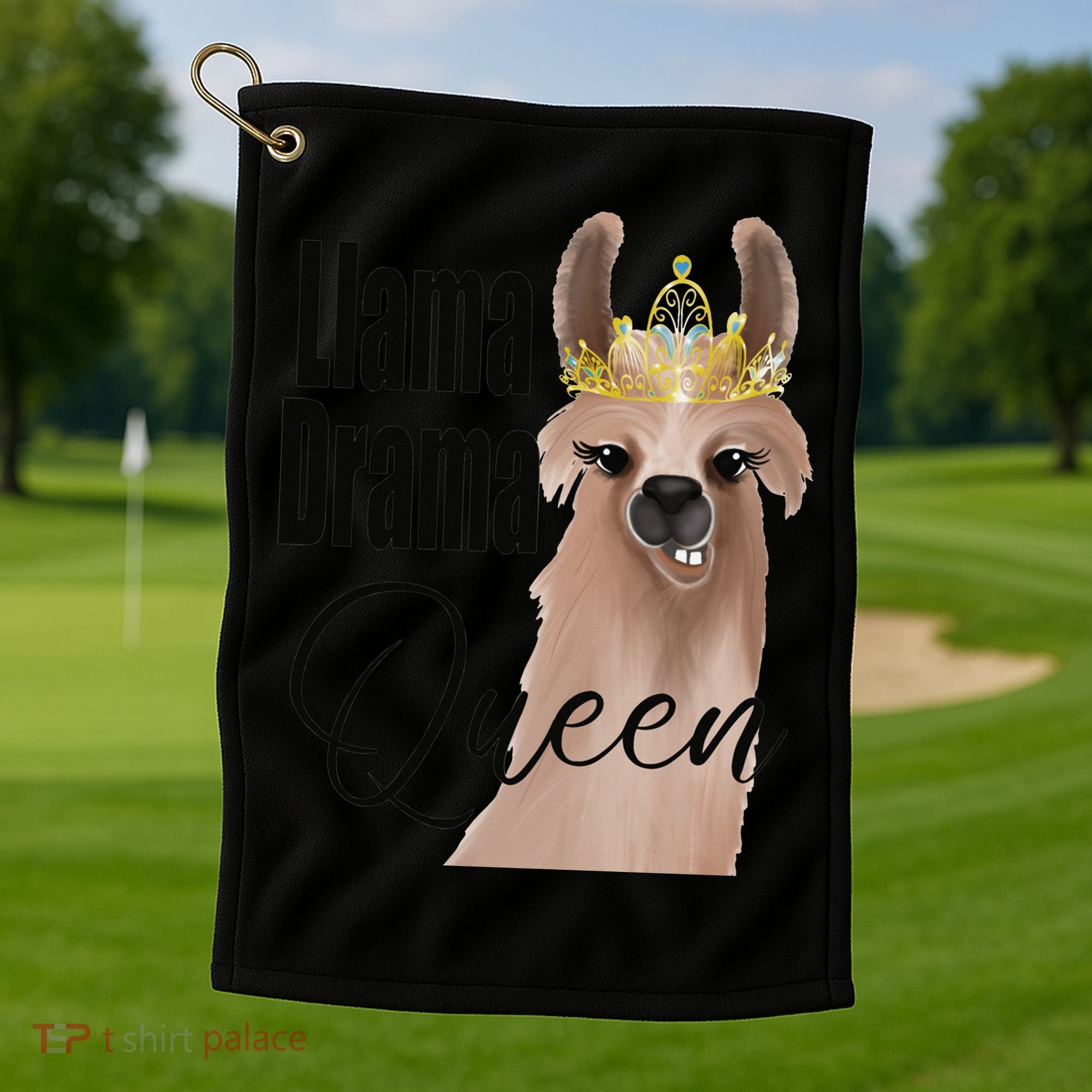 Llama Drama Queen Featuring An Adorable Llama With Crown_1 Gift Golf Towel