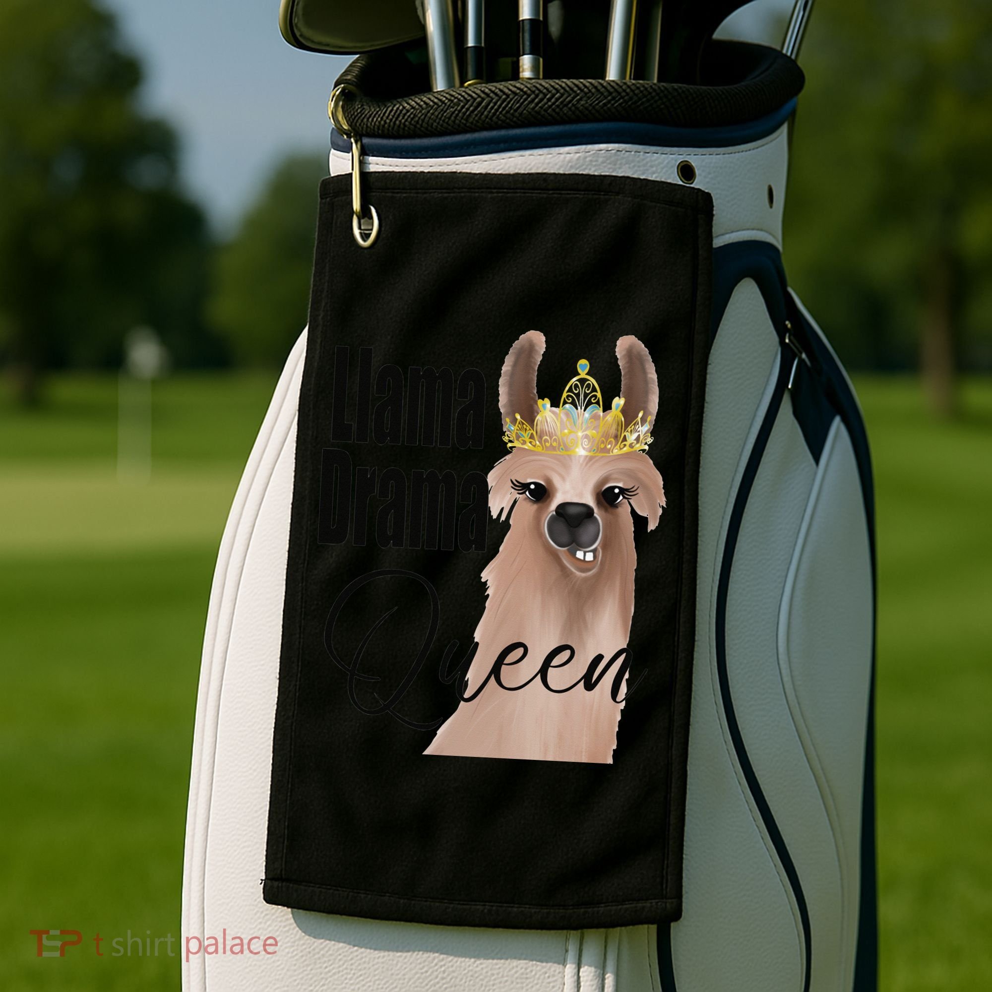 Llama Drama Queen Featuring An Adorable Llama With Crown_1 Gift Golf Towel