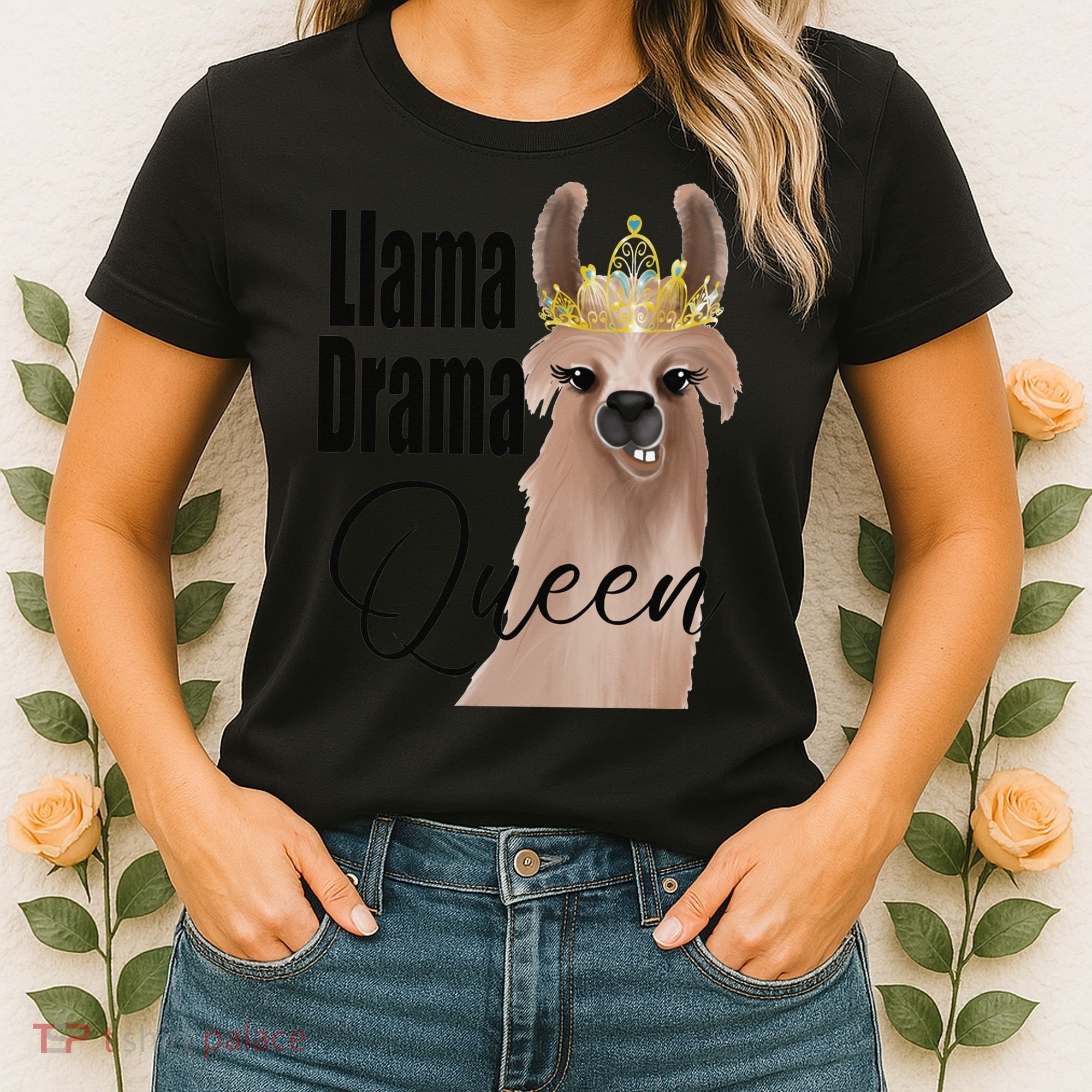 Llama Drama Queen Featuring An Adorable Llama With Crown_1 Gift Women's T-Shirt