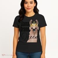 Llama Drama Queen Featuring An Adorable Llama With Crown_1 Gift Women's T-Shirt thumb 4
