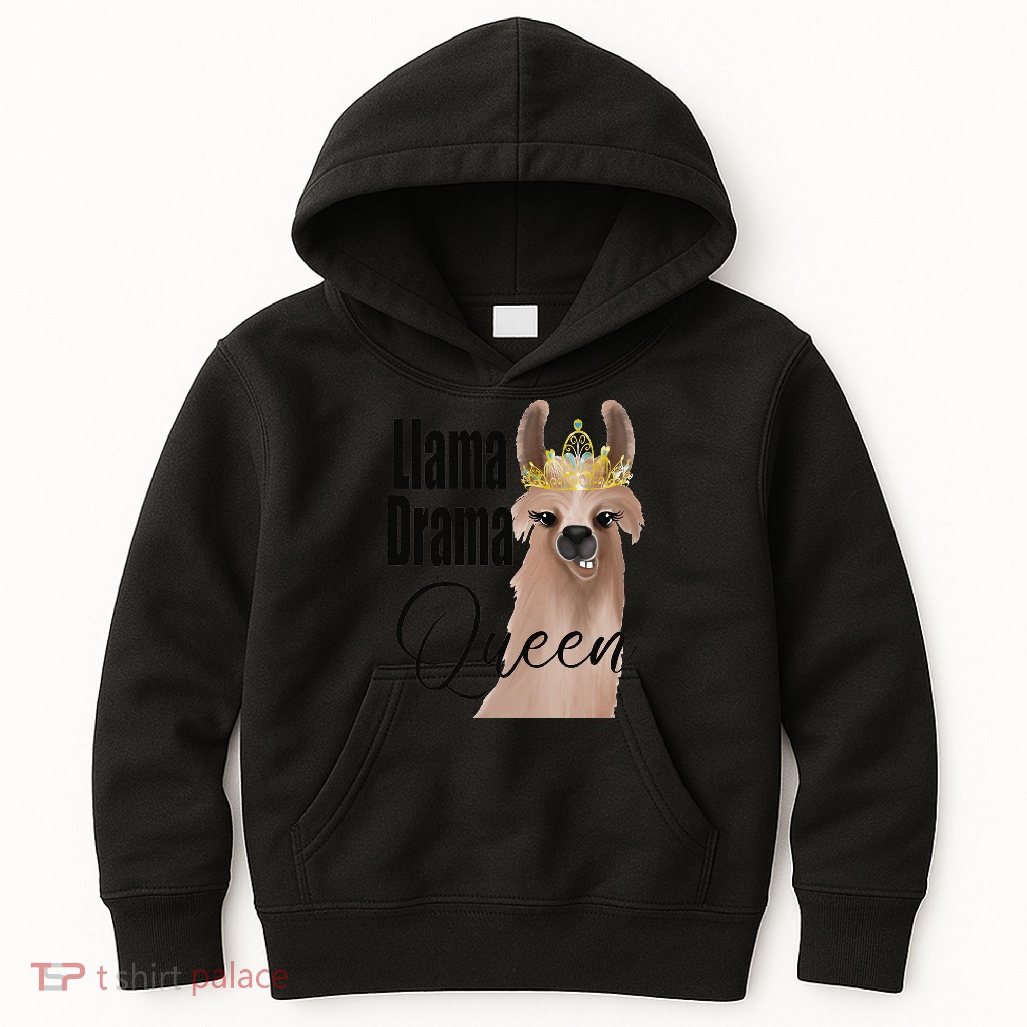 Llama Drama Queen Featuring An Adorable Llama With Crown_1 Gift Kids Hoodie