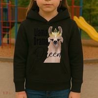 Llama Drama Queen Featuring An Adorable Llama With Crown_1 Gift Kids Hoodie thumb 3