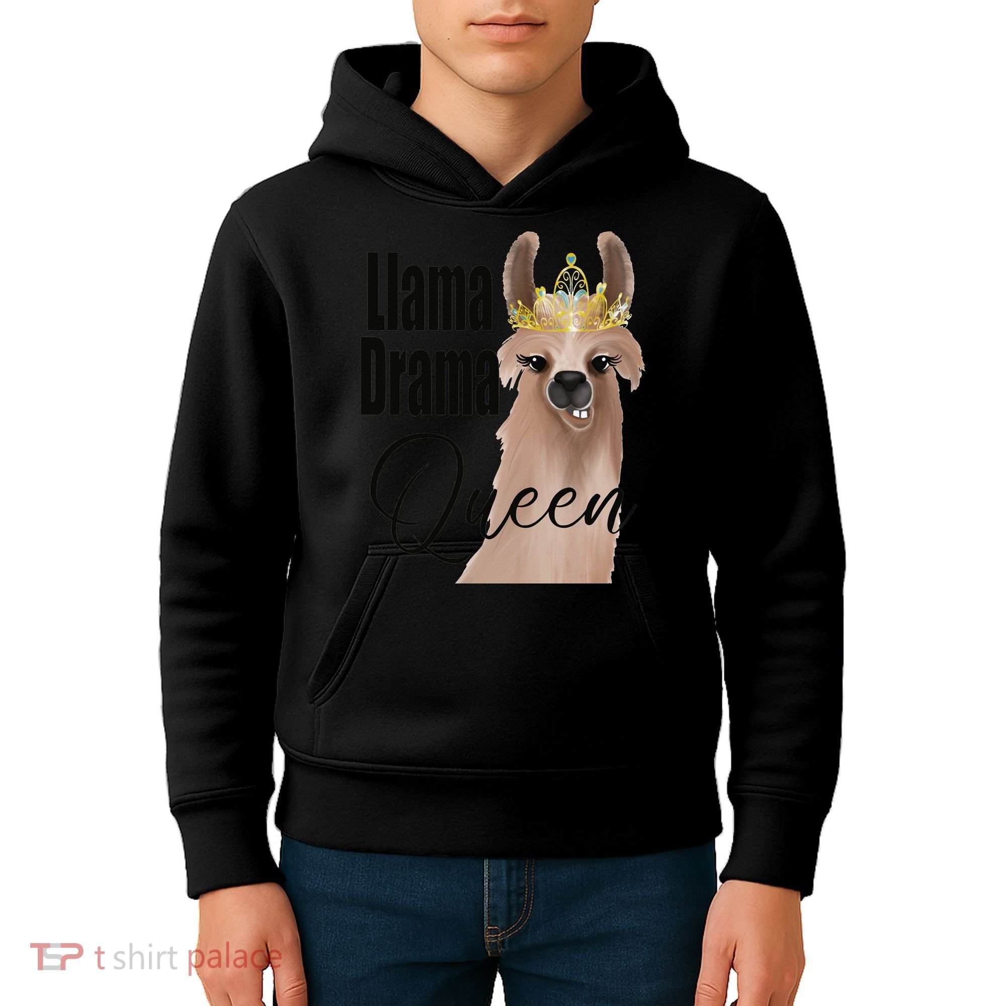 Llama Drama Queen Featuring An Adorable Llama With Crown_1 Gift Kids Hoodie